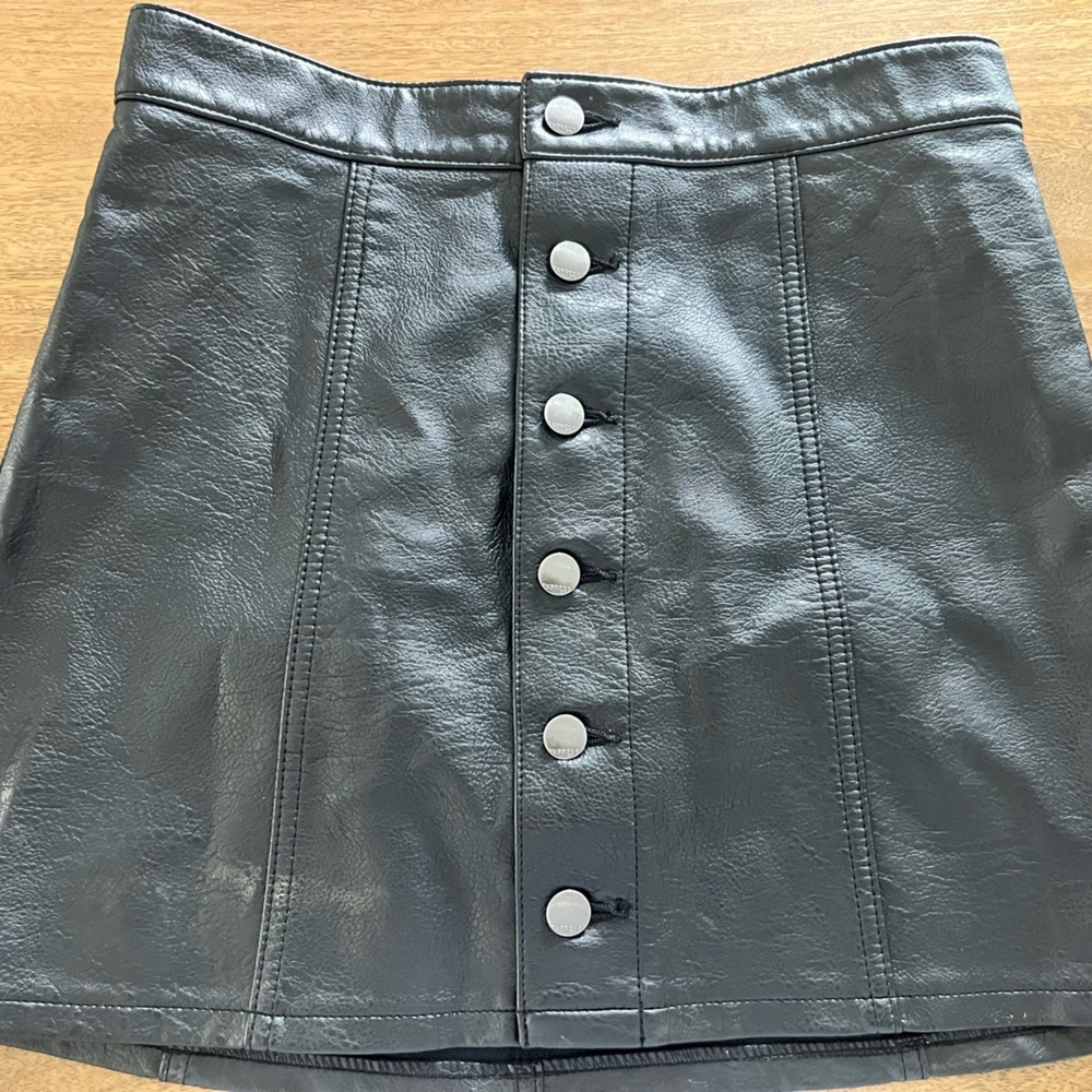 Express Faux Leather button front Mini Skirt